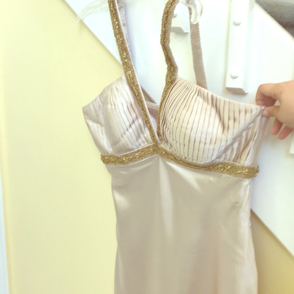 NWOT Glamour cream and gold knee length dress